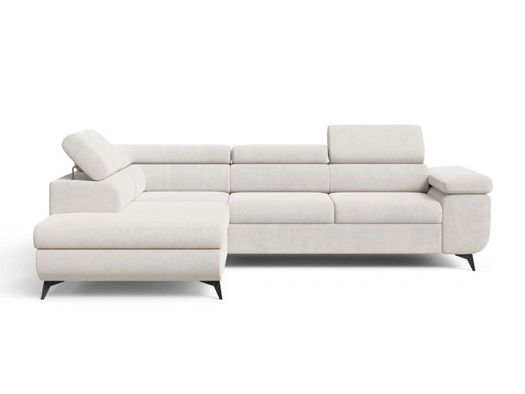 Ecksofa L-Form mit Schlaffunktion und Bettkasten Argon Links Hellbeige