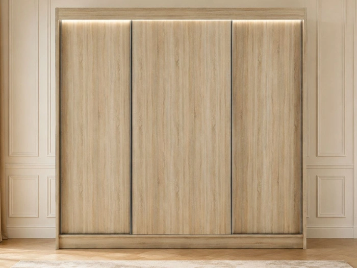 Schiebetürenschrank 250 cm mit LED-Beleuchtung Diano Eiche Sonoma