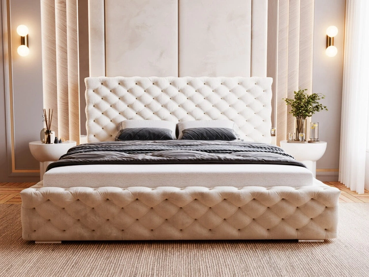 Polsterbett mit Bettkasten und Lattenrost 160x200 Astra Beige