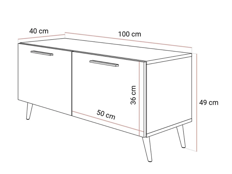 TV-Lowboard mit Türen auf Schwarzen Metallbeinen 100 cm Noaé Kaschmir