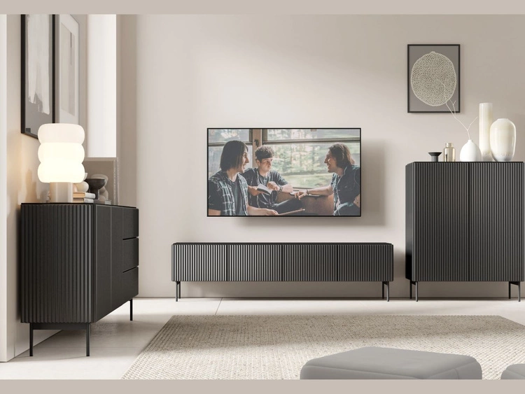 Kommode mit Türen und Schubladen 177 Qualita Schwarz