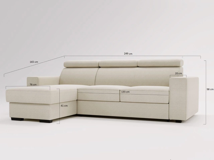 Ecksofa L-Form mit Schlaffunktion und Bettkasten Scala Beige
