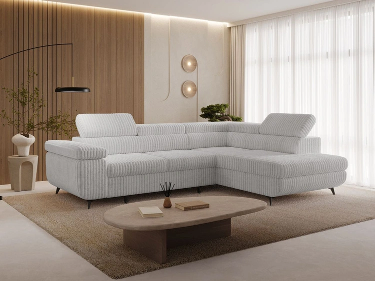 Ecksofa L-Form mit Schlaffunktion und Bettkasten Argon Rechts Grau