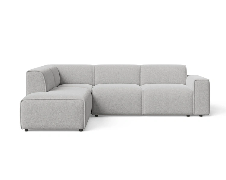 Ecksofa L-Form Links Eluno Bouclé-Stoff Grau