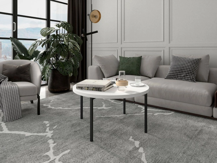 Runder Couchtisch Sevilla Weiß Matt