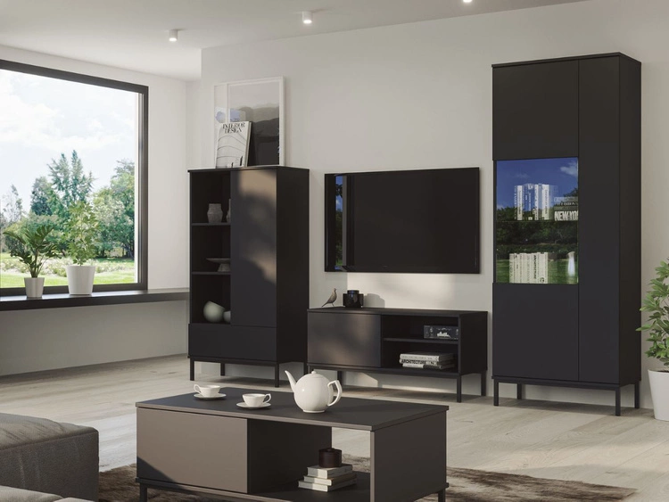 Regal mit Schublade und Türe Soroko Schwarz