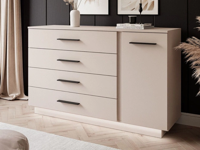 Kommode mit Türe, Schubladen und LED-Beleuchtung Nuveo Kaschmir