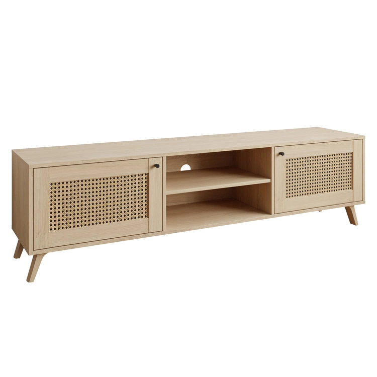 TV-Lowboard Boho mit zwei Türen und Front in Flechtoptik Bellance Eiche Puccini