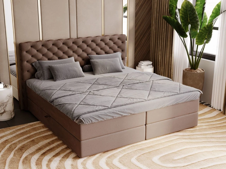 Boxspringbett mit Bettkasten 160x200 Bergamo Braun