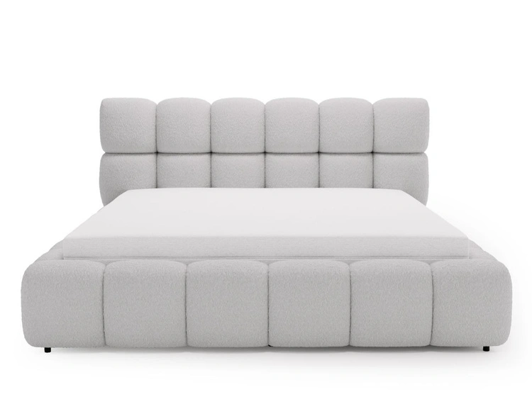 Polsterbett mit Bettkasten und Lattenrost 160x200 Modo aus Bouclé-Stoff Grau