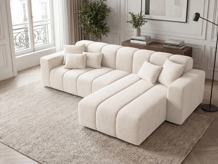 Ecksofa L-Form Rechts Nork Creme