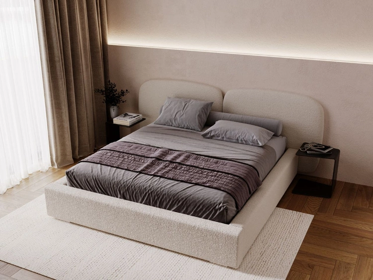 Polsterbett mit Bettkasten und Lattenrost 140x200 Palermo Beige