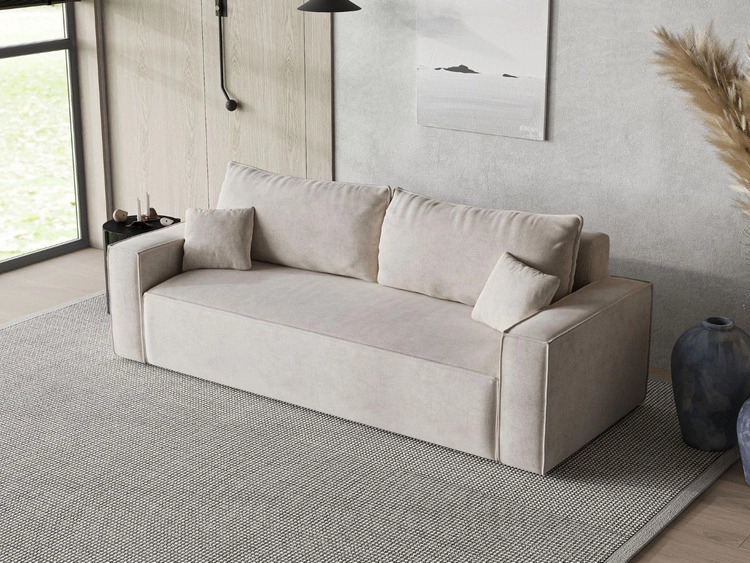 Schlafsofa mit Bettfunktion und Bettkasten Sivra Beige