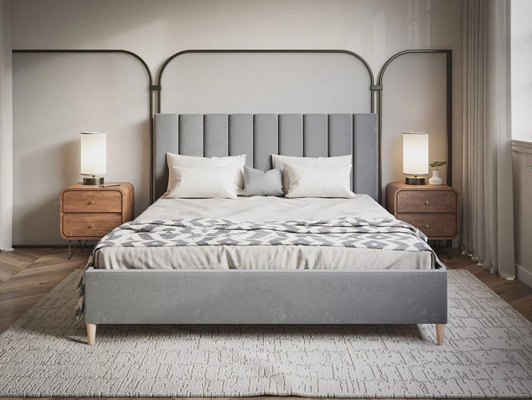 Polsterbett mit Lattenrost 140x200 Snazi Grau