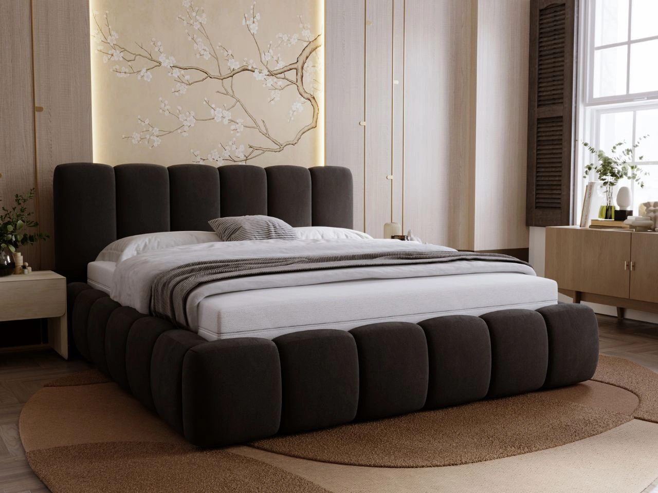 Polsterbett mit Bettkasten und Lattenrost 140x200 Royal Schwarz