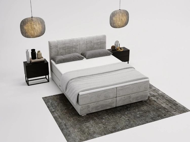 Boxspringbett mit Bettkasten 120x200 Forte Hellgrau