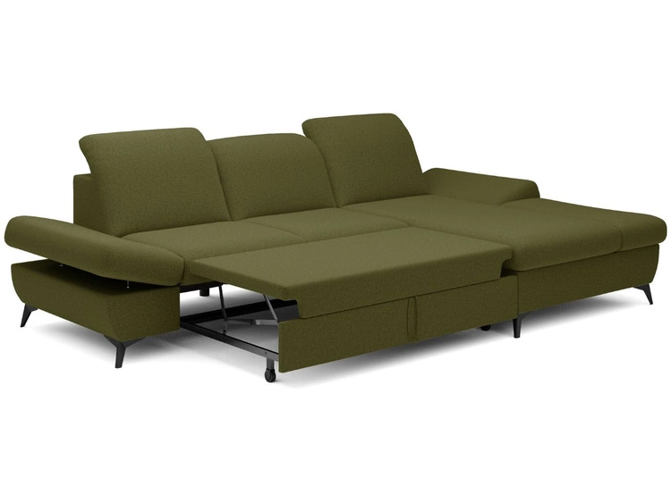 Ecksofa L-Form Rechts mit Schlaffunktion und Bettkasten Hannover Dunkelgrün