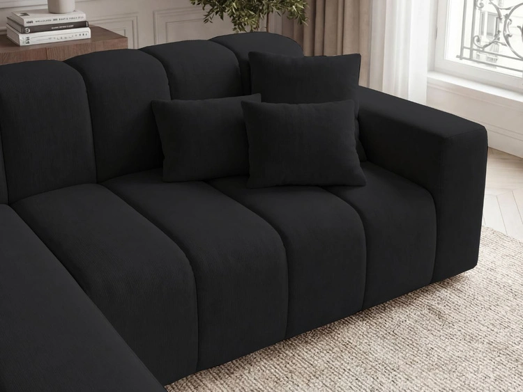 Ecksofa L-Form Links Nork Schwarz