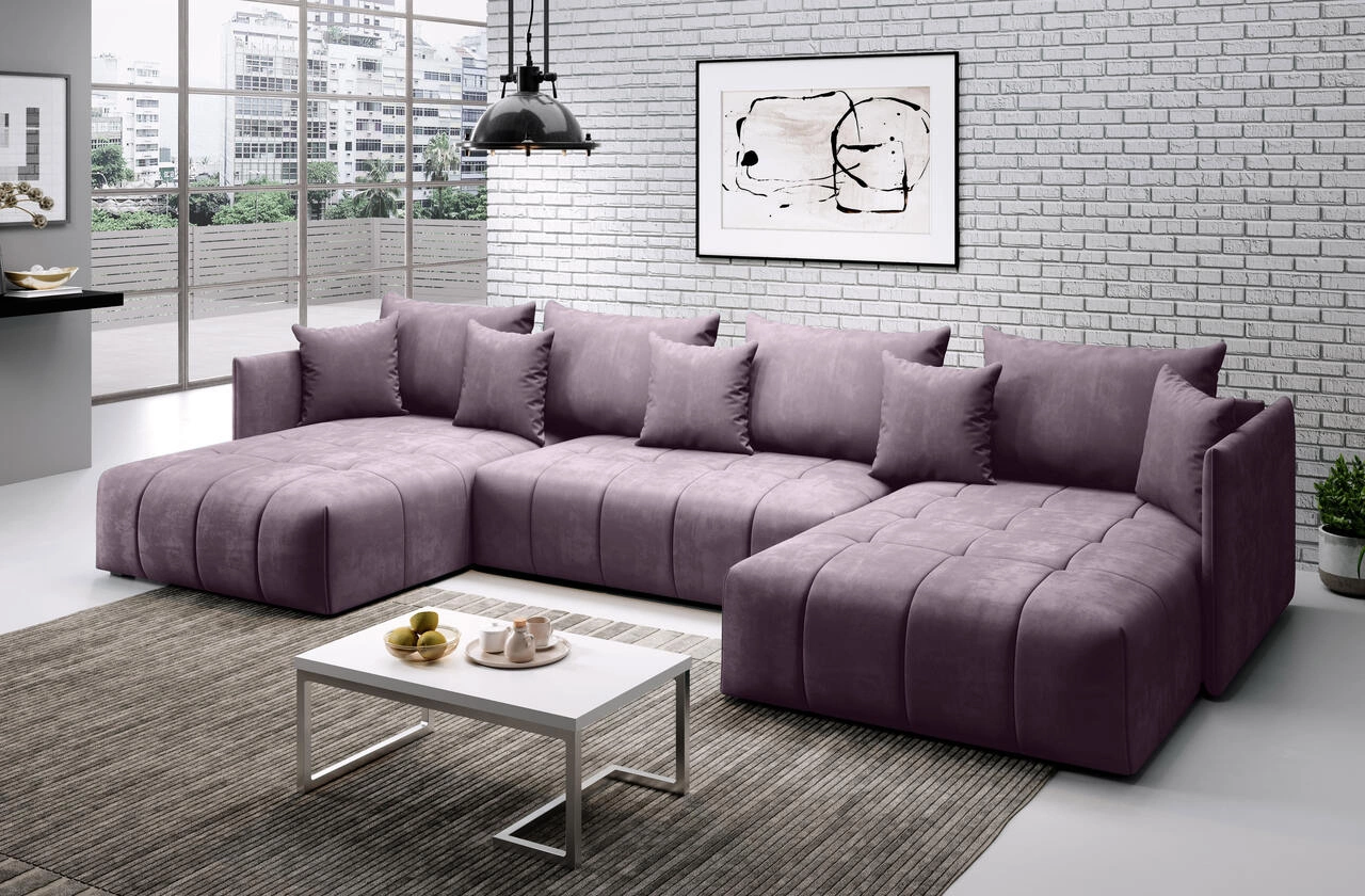 Ecksofa Ardi U mit Schlaffunktion - Violet