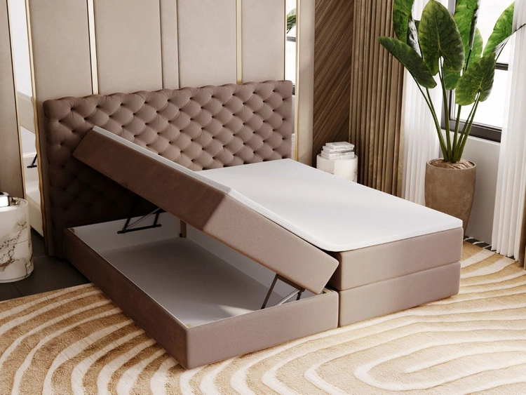 Boxspringbett mit Bettkasten 160x200 Bergamo Braun