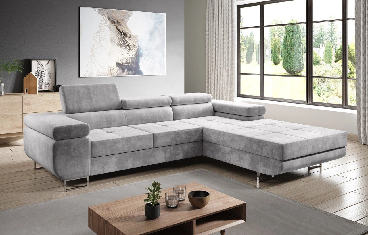 Modern Ecksofa rechts Solam - Hellgrau