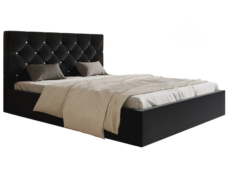 Polsterbett mit Bettkasten und Lattenrost 160x200 Selva Schwarz