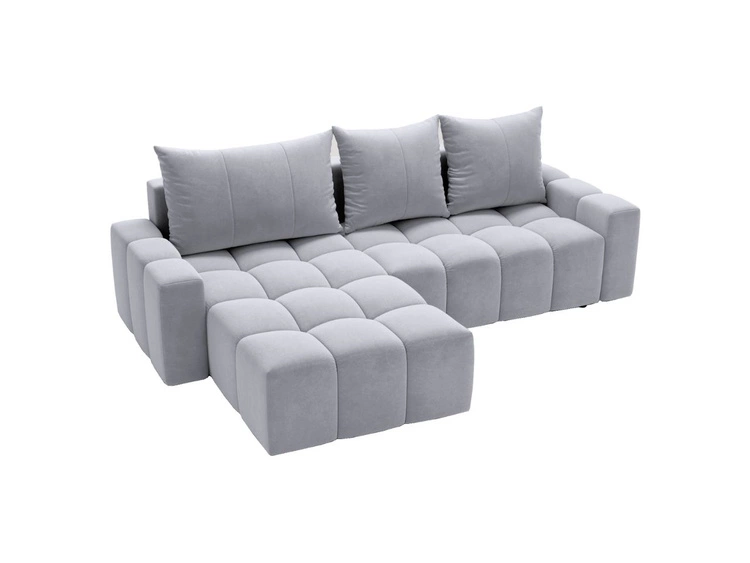 Ecksofa L-Form mit Schlaffunktion und Bettkasten Bresso Hellgrau