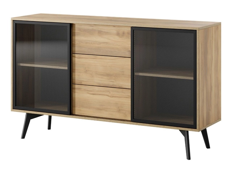 Kommode mit Türen und Schubladen Soil Barock Eiche, Schwarz