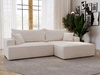 Ecksofa L-Form Rechts mit Schlaffunktion und Bettkasten California Creme