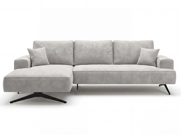 Ecksofa L-Form auf Metallbeinen Leto Links Grau