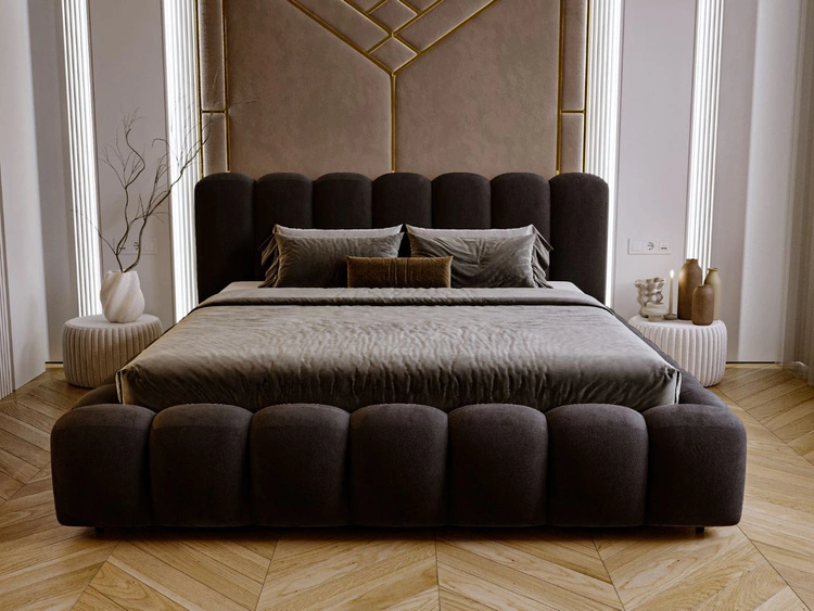 Polsterbett mit Bettkasten und Lattenrost 140x200 Averia Schwarz