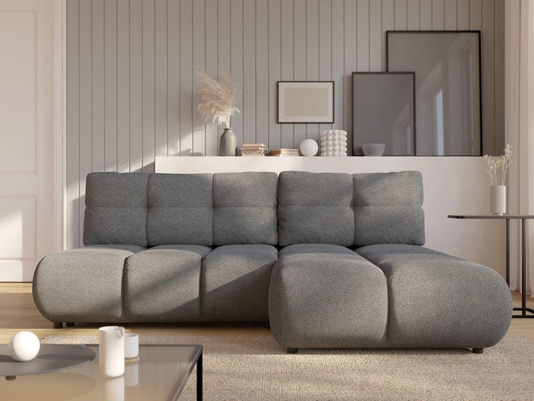 Ecksofa mit Schlaffunktion und Bettkasten Rechts Milet Grau