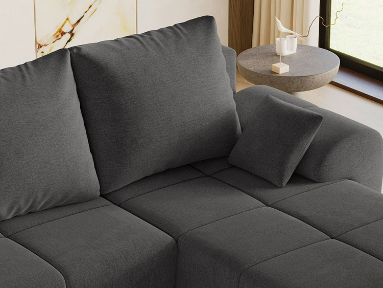 Ecksofa L-Form mit Schlaffunktion und Bettkasten Monti Rechts Anthrazit