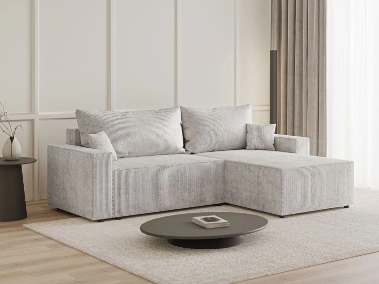 Ecksofa L-Form mit Schlaffunktion und Bettkasten Nivo Grau