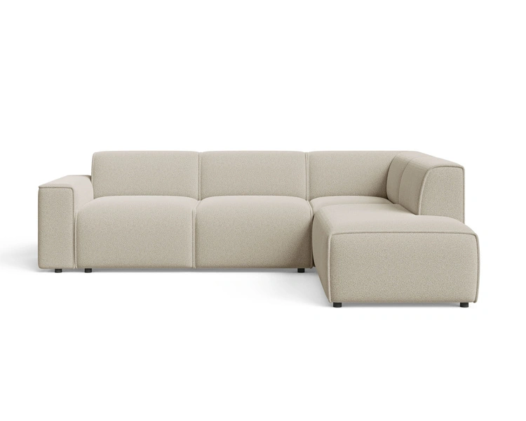Ecksofa L-Form Rechts Eluno Bouclé-Stoff Beige