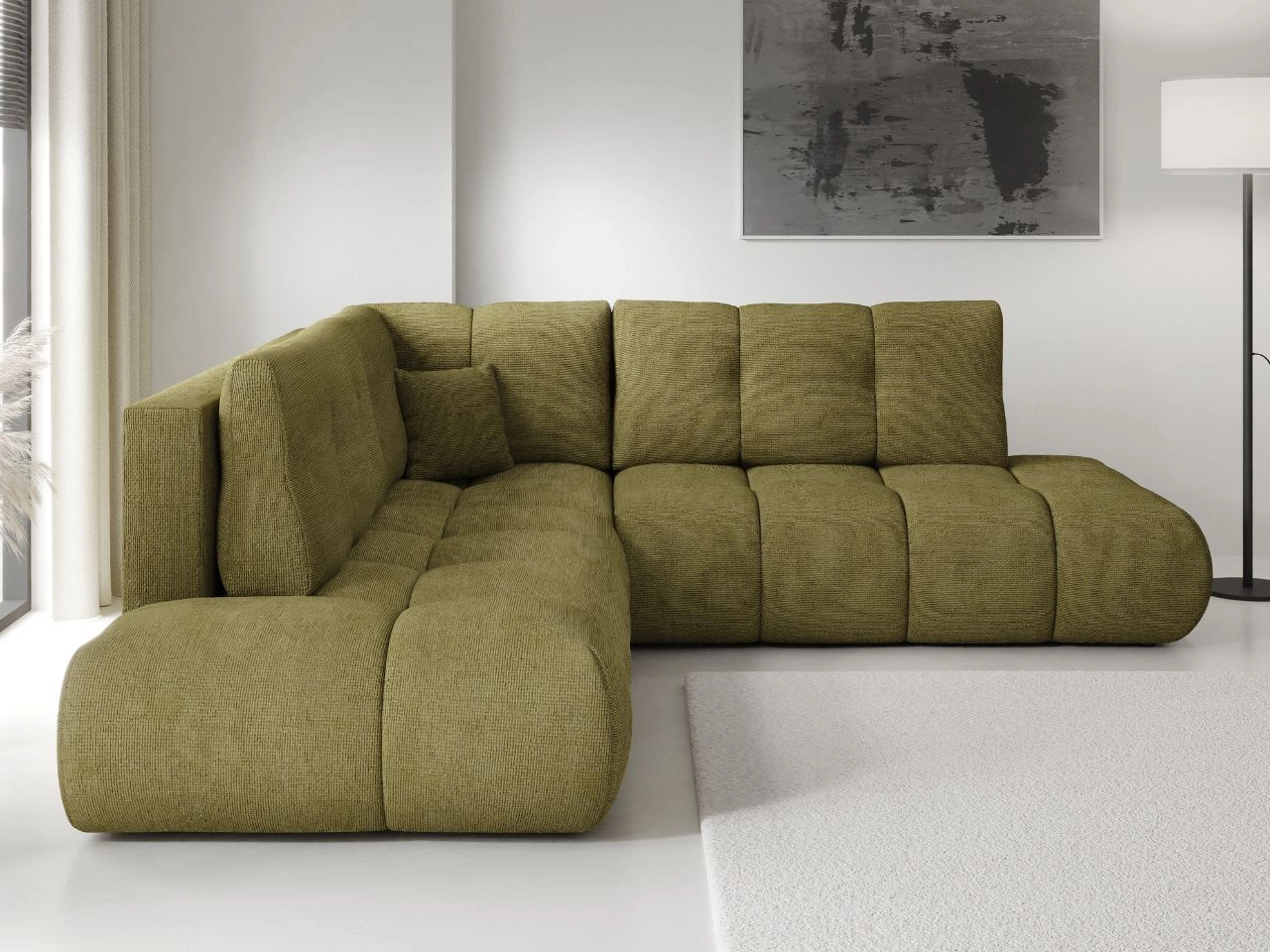 Ecksofa mit Schlaffunktion und Bettkasten Links Kair Grün