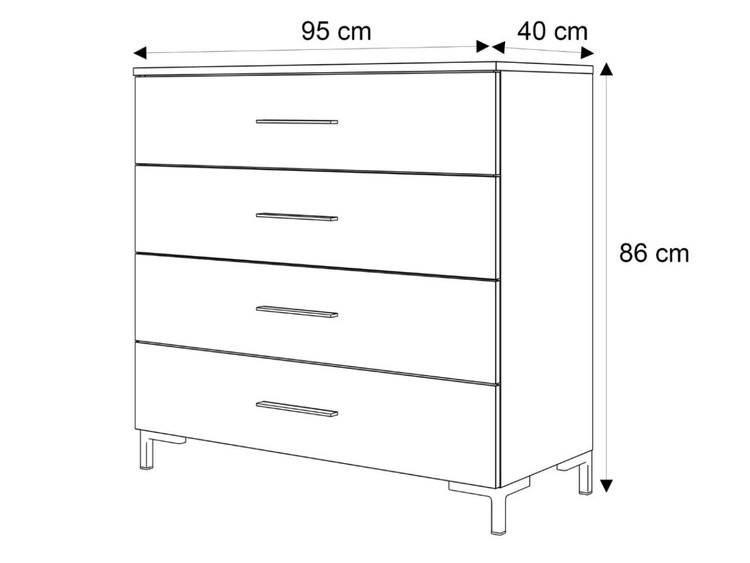 Kommode mit Schubladen und LED-Beleuchtung auf Schwarzen Metallbeinen Nuveo Kaschmir