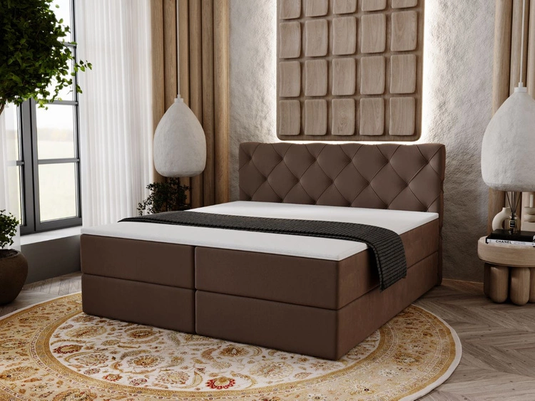 Boxspringbett mit Bettkasten 140x200 Napoli Braun