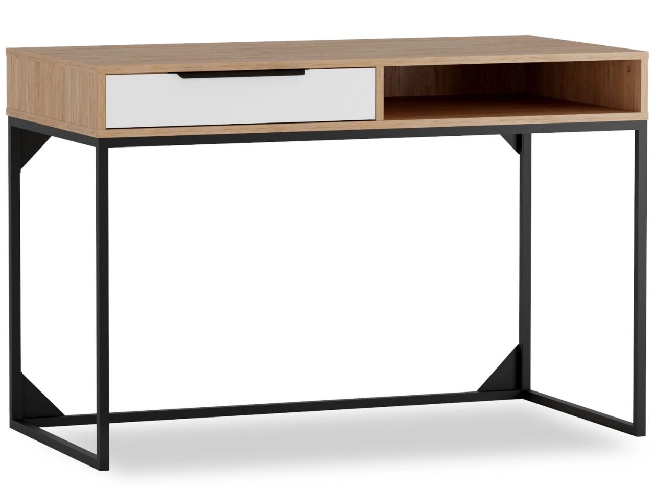 Schreibtisch mit Schublade Vigo Hickory Weiß matt