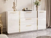 Zweitürige Kommode 158 cm mit drei Schubladen Lunelie Weißglanz