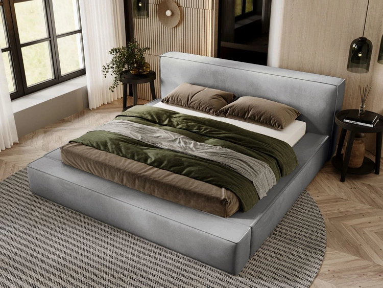 Polsterbett mit Bettkasten und Lattenrost 140x200 Mali Grau