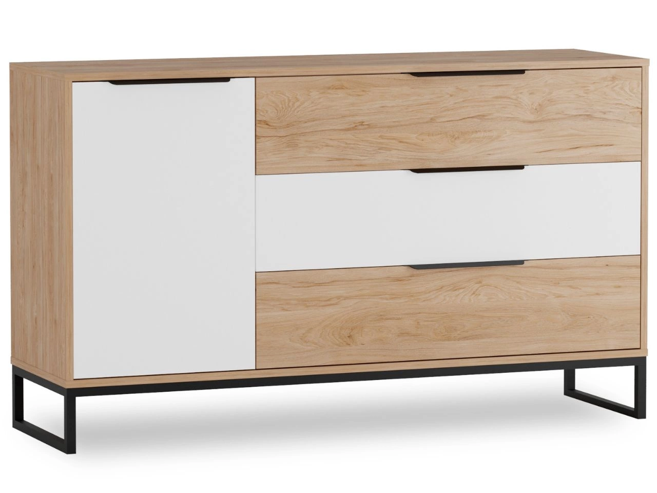 Kommode mit Türe und Schubladen Vigo Hickory Weiß matt