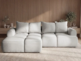 Ecksofa L-Form Links mit Schlaffunktion und Bettkasten Bonno Grau