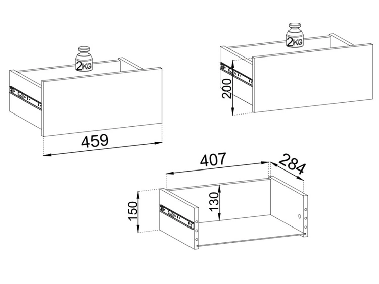 Kommode mit zwei Türen und Schubladen Ravi Schwarz