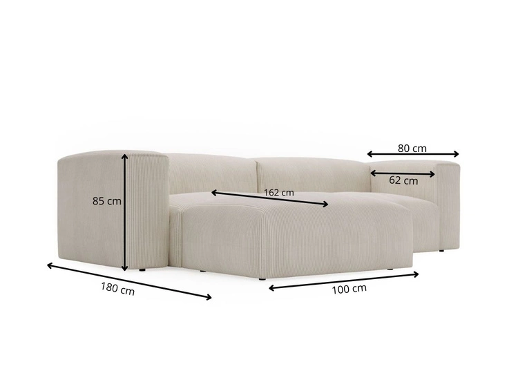 Ecksofa L-Form Links Moderne Cord Ecksofa Landi Beige