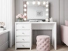 Schminktisch mit Schubladen, Kristallgriffen und LED Nesso Weiß Matt