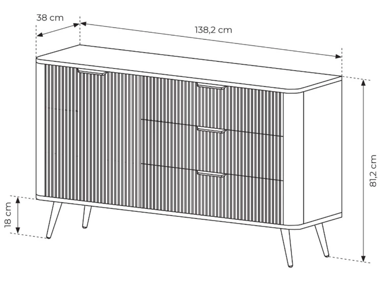 Kommode mit Türe und Schubladen Latina Beige