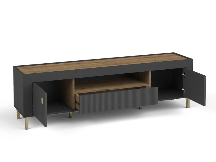 TV-Lowboard mit Schublade und Türen Messina Schwarz