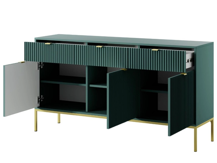 Kommode mit Türen und Schubladen Amber Grün, Gold Frame