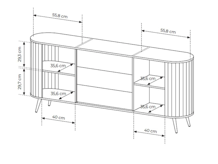 Schiebetüren-Kommode 200 cm Passione Eiche Cremona